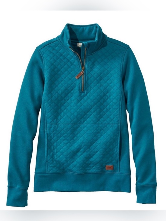 L.L. Bean Tops - L.L.Bean Diamond Quilted 1/4-zip Pullover Teal Blue Outdoor Athleisure Travel